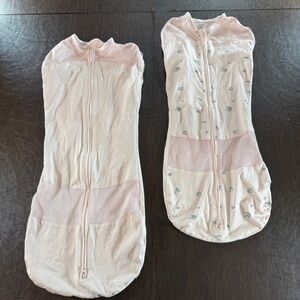 Happiest Baby Organic Cotton SNOO Pink Baby Swaddle Set of 2- 1 Size M/1 Sz L